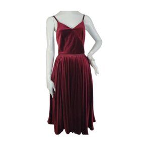 Ted Baker Maroon, Velvet Pleated Party Holiday Midi Dress